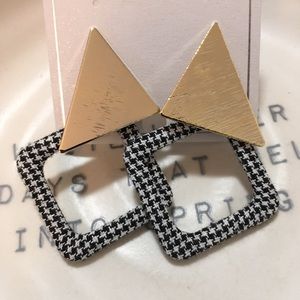 SOLD! Houndstooth Geometric Stud Earrings